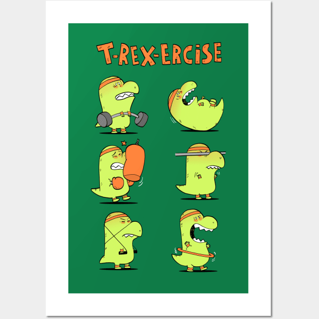 T-Rex-Ercise Wall Art by Queenmob